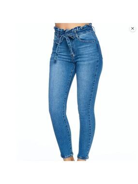 Black Label Paper Bag High Waisted Tie Jeans Skinny 9/28